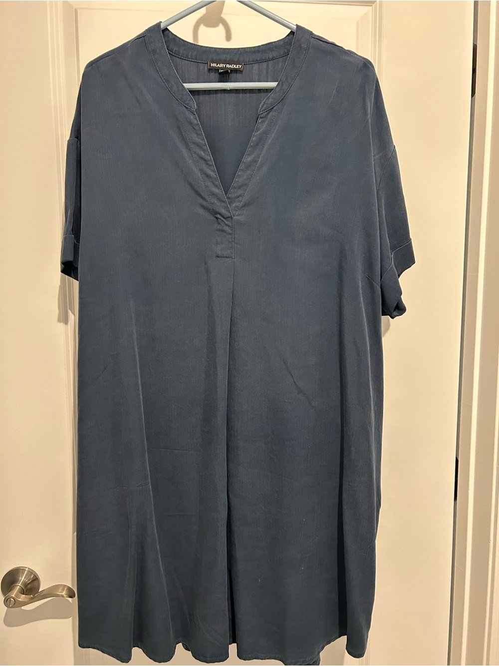 Hilary Radley Slate Blue Short-Sleeve Tunic dress